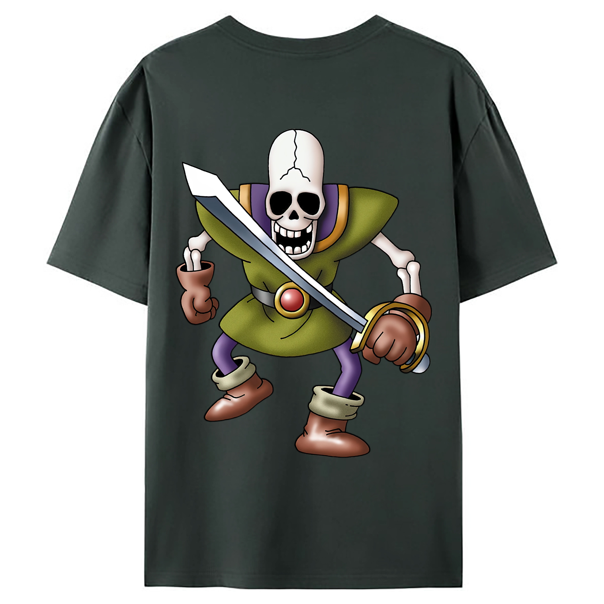 （画像用） ドラゴンクエスト Doragon Kuesuto Dragon Quest 綿100％ メンズ半袖Tシャツ（バックプリント） 通気性